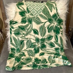 IMAN Green Palm Print Top and Crop Pants